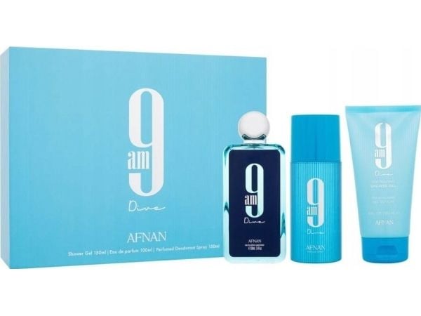 Afnan 9 am Dive EDP 100 ml + DEO VAPO 150 ml + SG 150 ml (unisex)
