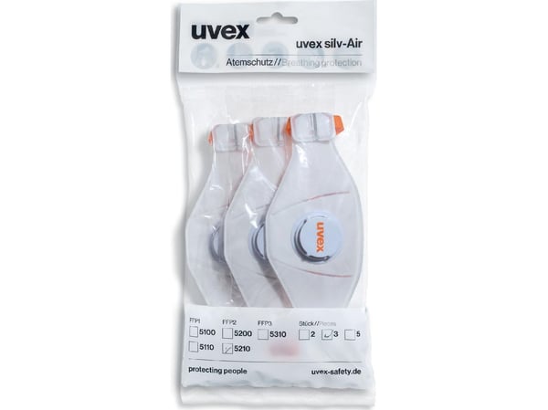 Uvex silv-Air Premium 5210 FFP2 åndedrettsvern, med utåndingsventil, 3 stk.