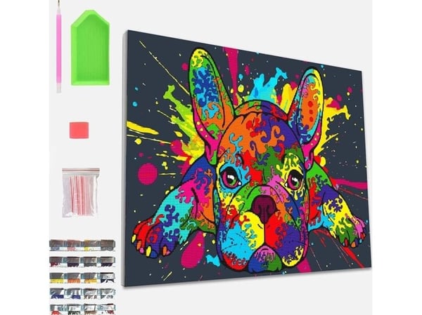 Planet Splat Planet diamantpuslespill FRANSK BULLDOG 30x40 cm