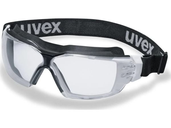 Uvex CX2 Sonic -suojalasit, kirkas panoraamalinssi, supravision extreme (naarmuuntumaton ja syövyttämätön) pinnoite, kuminauha, musta/valkoinen, is...