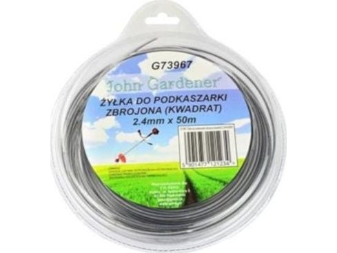 Geko trimmertråd/line til ryddesag, forsterket kvadratisk 2,4 mm x 50 m (G73967)