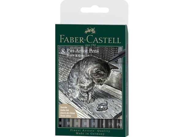 Faber-Castell 167171, 8 farger, Svart, Grå, Rund, Plast, 1 stykker