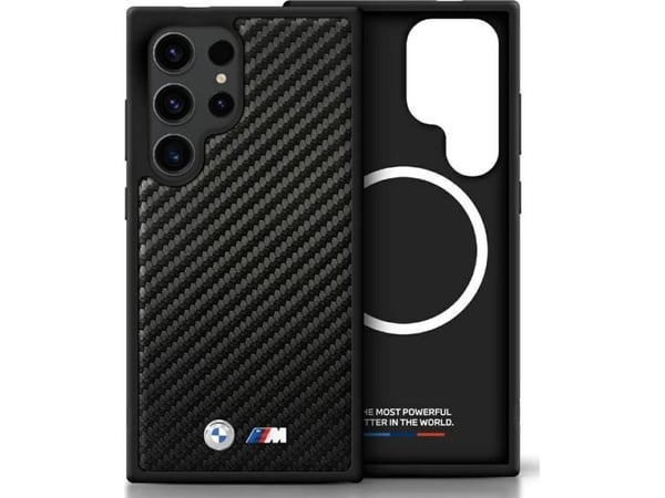 Skal BMW Leather Carbon MagSafe för Samsung Galaxy S25 Ultra, svart