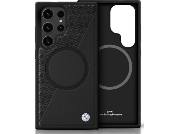 Deklas BMW läder halvstrukturerat MagSafe för Samsung Galaxy S25 Ultra, svart