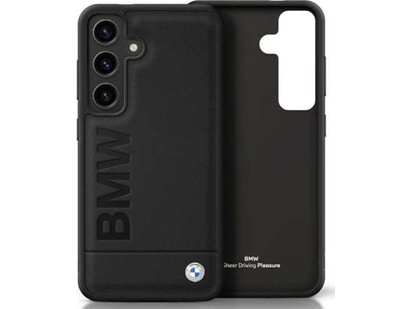 Deklas BMW iPhone-/mobilveske i lær Big Wordmark til Samsung Galaxy S25 Plus i sort
