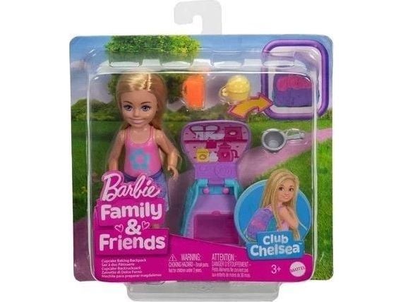 Barbie Family & Friends Chelsea dukkeryggsekk med katt JBF46