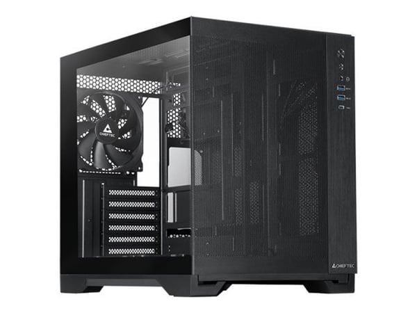 Chieftec Visio Air - Tower - ATX - genomskinlig sidopanel (härdat glas) - ingen strömförsörjning (ATX) - svart - USB/ljud