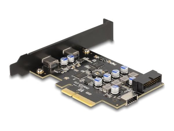 Delock PCI Express x4 Karte zu 2 x extern USB Type-C + 1 x intern USB 10 Gbps Typ-E Key A und 1 x 19 Pin Pfostenstecker