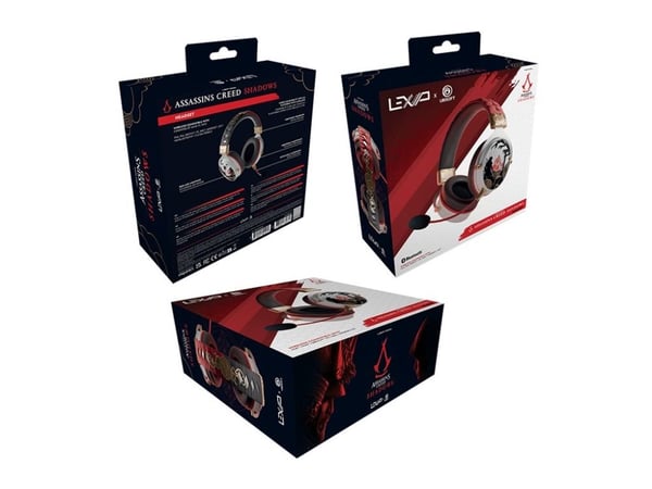 Lexip x Ubisoft Assassin's Creed Shadows - Hodesett - full størrelse - Bluetooth / 2,4 GHz radiofrekvens - trådløs, kablet - 3,5 mm jakk - svart, g...