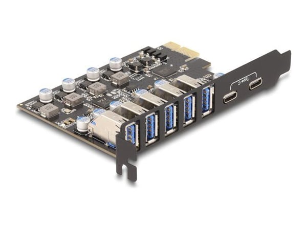 Delock USB 5 Gbps PCI Express x1-kort til 5 x ekstern Type-A + 2 x ekstern USB Type-C Buchse