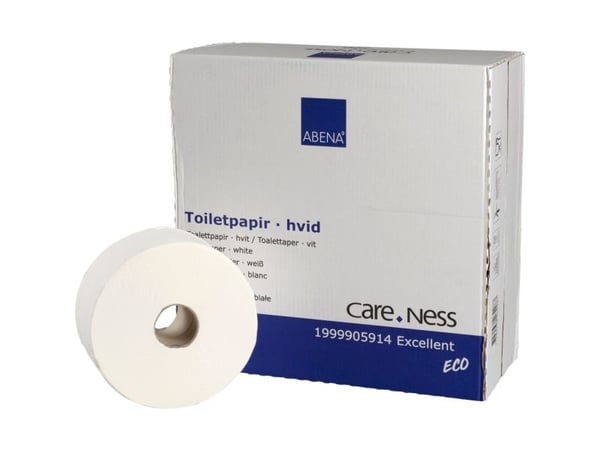 Jumborulle, ABENA Care-Ness Excellent Minus, 2-lags, Midi, 300m x 9,5cm, Ø23cm, hvid
