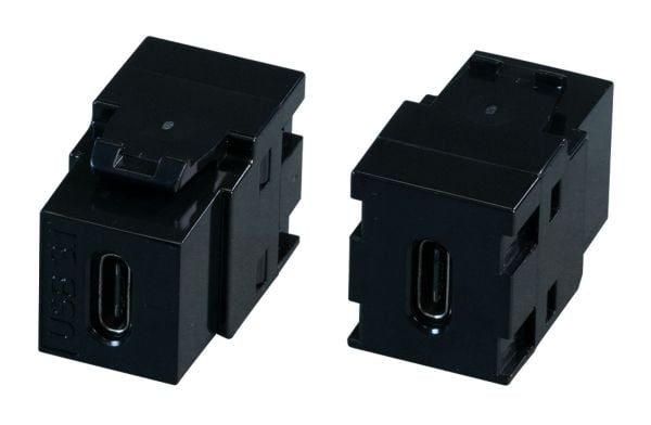 Keystone-sovitin USB3.2 musta, C-tyypin pistorasia/C-pistorasia 10Gbit/s, 60W C-tyypin pistorasiasta pistorasiaan -adapteri asennettavaksi keystone...