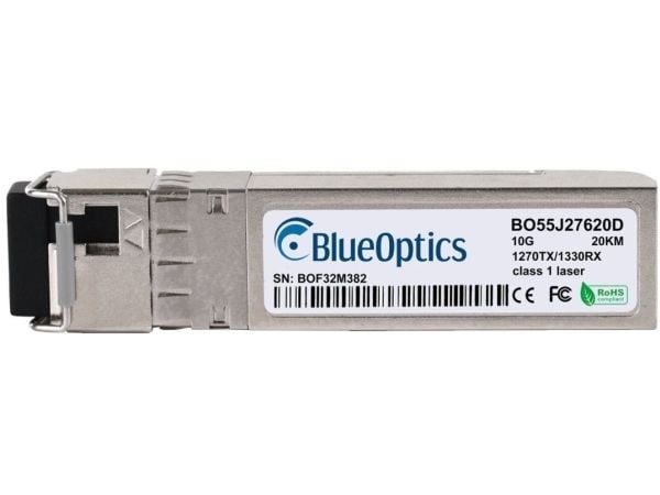 BlueOptics SFP-10GD-BX23-20-BO, Fiber optisk, 10000 Mbit/s, SFP+, SFP+, BX-U, 1270 nm
