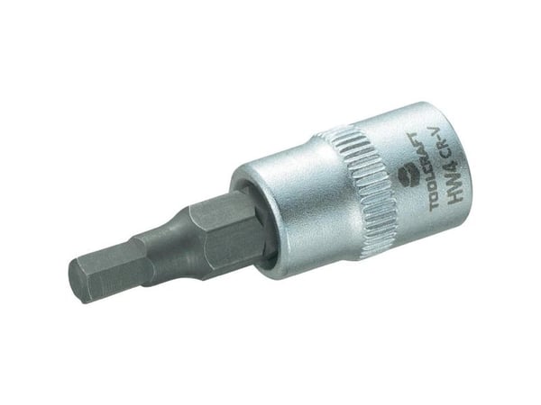 Toolcraft 816069, Stikkontakt, 1/4", Metrisk, 1 hoder, 4 mm, Kromvanadiumstål, Stål