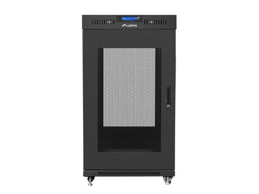Lanberg - Rack skap - med 4 kjølevifter, display - fritt stående - svart, RAL 9004 - 22U - 19" - for P/N: RSFE-4P-2FE-60, RSFE-8P-2GE-120, RSGE-16,...