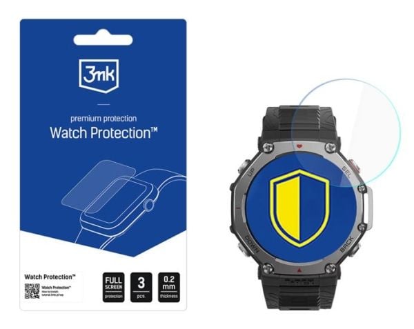 3MK Watch Protection, Watch Screen Protection, Amazfit, T-Rex 3, Glass, 3 stk.