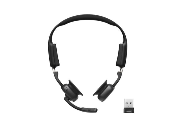 SHOKZ OpenMeet UC - Hodesett - åpent øre - loddrett - Bluetooth - trådløs - USB-A via Bluetooth-adapter - svart - Zoom Certified