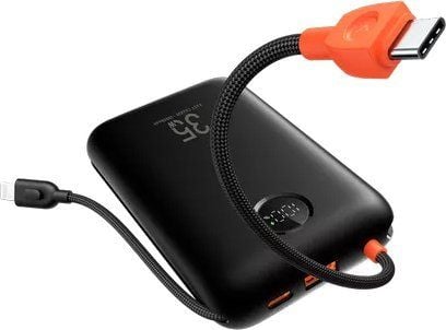 VEGER powerbank 20000 mAh med innebygde kabler Type C/Lightning PD QC3.0 35W K2 (W2068) svart