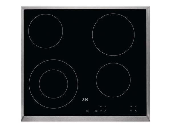 AEG HK624010XB - Keramisk häll - 4 kokplattor - Fördjupning - bredd: 56 cm - djup: 49 cm - med kanter i rostfritt stål - svart