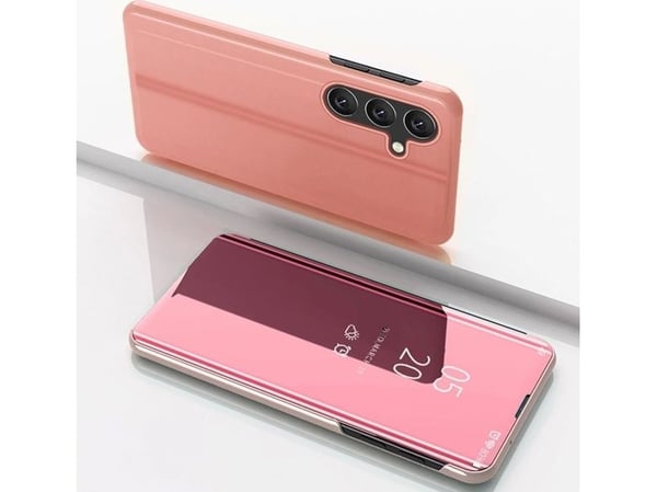 Clear View-deksel til Samsung Galaxy S24 FE med flip - rosa