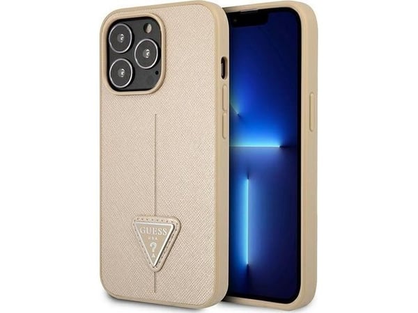 Guess GUHCP14LPSATLE iPhone 14 Pro 6.1" beige/beige kova kotelo SaffianoTriangle Logo