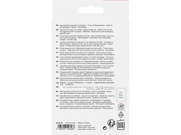 Faber-Castell 254646, 6 stykker, Blå, Grønn, Oransje, Rosa, Lilla, Gult, Blå, Grønn, Oransje, Gult, Rosa, Lilla, 1 mm, 5 mm, Vann-basert blekk