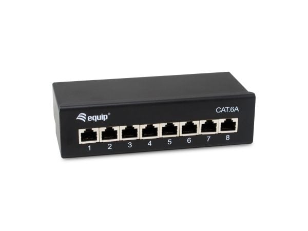 Utstyr Patchpanel 8x RJ45 Cat6A FTP 1HE Premium svart