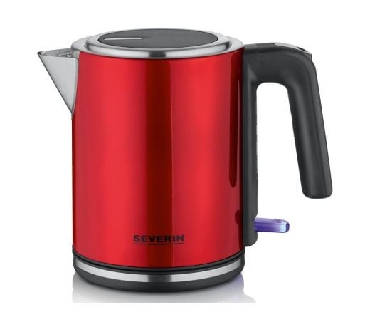 Severin WK 3427, 1 l, 2400 W, Svart, Rød, Plast, Rustfritt stål, Vannivåindikator, Trådløs