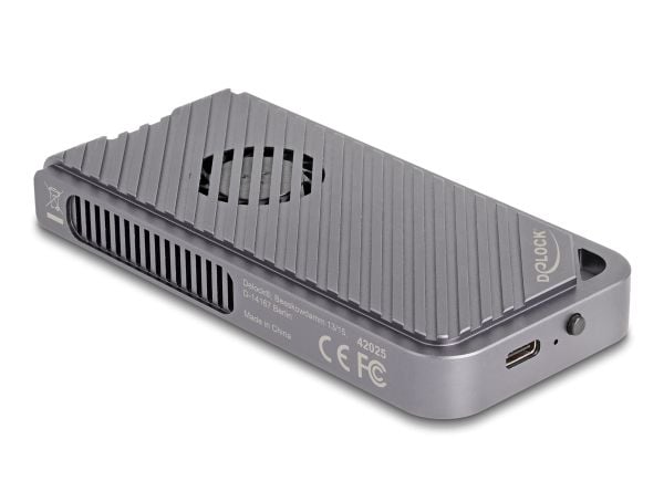 Delock - Drevkabinett - 40 Gbps, gaming style, with LED and fan, tool free - M.2 - M.2 NVMe Card - Thunderbolt 3, Thunderbolt 4, USB4 - sølv