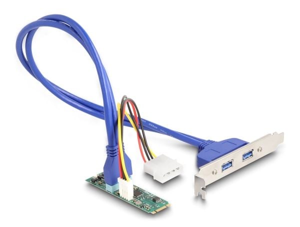 Delock-konverter M.2 Key B+M hann til 2 x USB 5 Gbps Type-A hunn med 50 cm kabel