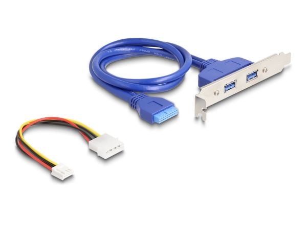Delock-konverter M.2 Key B+M hann til 2 x USB 5 Gbps Type-A hunn med 50 cm kabel