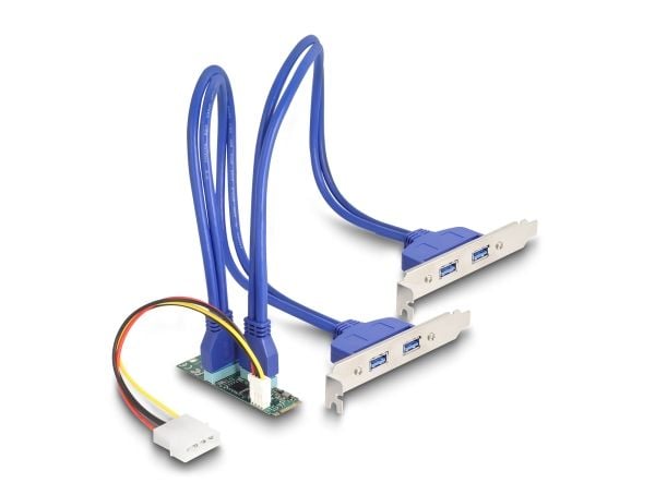 Delock-konverter M.2 Key B+M hann til 4 x USB 5 Gbps Type-A hunn med 50 cm kabel