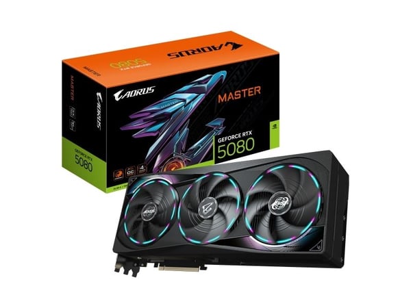 AORUS GeForce RTX 5080 MASTER 16G - OC Edition - grafikkort - GeForce RTX 5080 - 16 GB GDDR7 - PCI Express 5.0 - 3 x DisplayPort, HDMI - boks