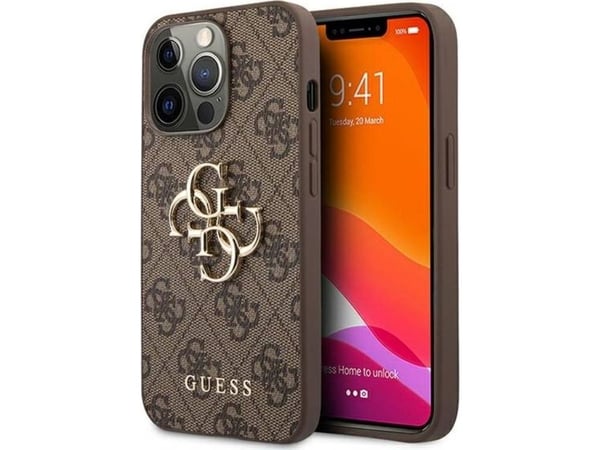 Kotelo Cg Mobile Ranska GUHCP13L4GMGBR Guess PU 4G Metallic Logo Takakuori iPhone 13 Pro Brown (ruskea) (Brown)