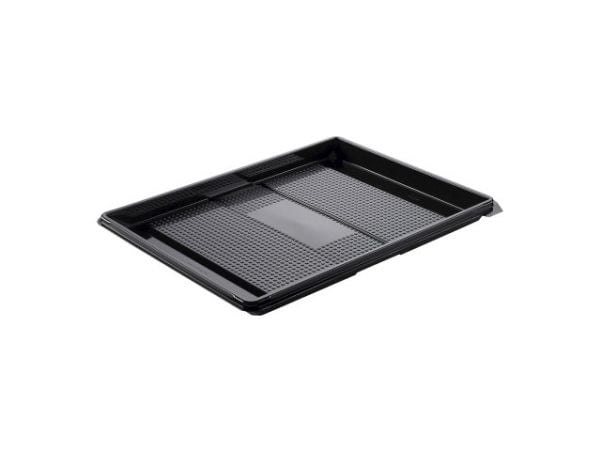 Plastbakke, Plus Pack Zen, Rektangulær 320x250x20mm PET, sort, karton a 120 stk Fødevaregodkendt