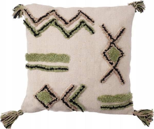 Home Styling Collection dekorativ pute i bomull med dusker, 45 x 45 cm
