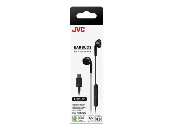 JVC HA-FR17UC - Ørepropper med mikrofon - i øret - kablet - USB-C - svart