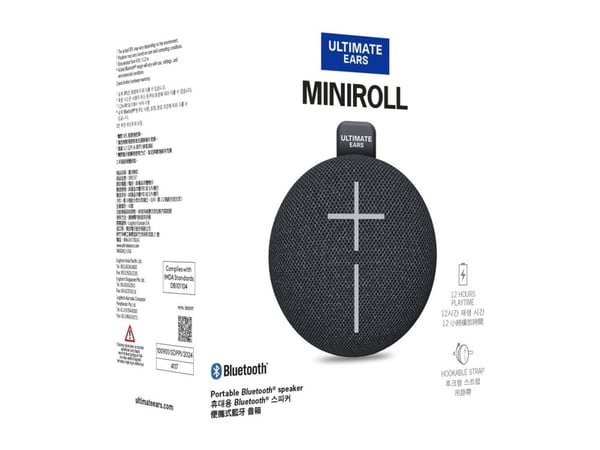 Ultimate Ears MINIROLL - Högtalare - för bärbar användning - trådlös - Bluetooth - 7.5 Watt - ädelsvart