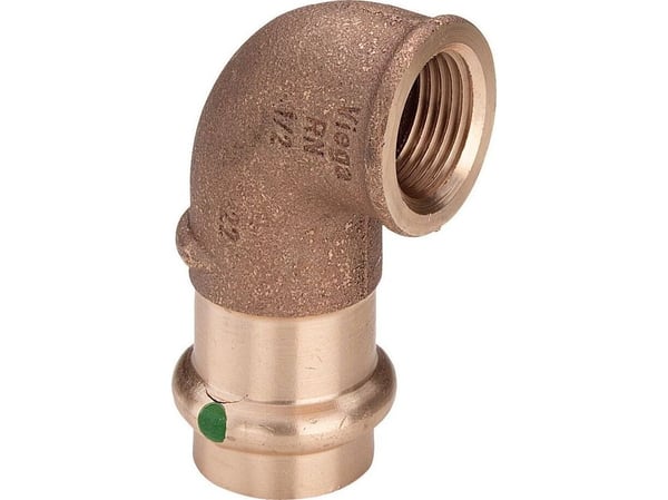 VIEGA Sanpress vinkel ½"x15mm 90 grader af rødgods, SC-Contur muffe/muffe