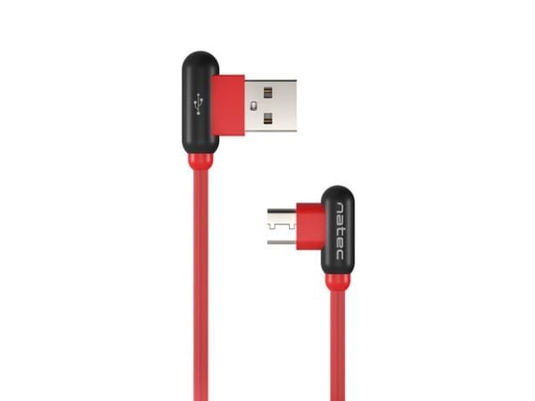 KABEL USB-C(M) VINKELT VENSTRE->USB-A(M) 2.0 1M VINKELT VENSTRE/HØYRE RØD NATEC PRATI