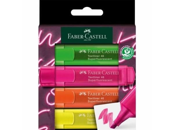Faber-Castell 254600, 4 stykker, Grønn, Oransje, Rosa, Gult, Meisel tupp, Grønn, Oransje, Rosa, Gult, 1 mm, 5 mm