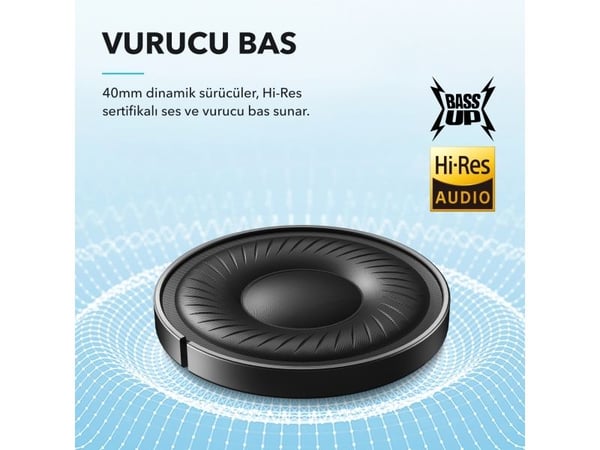 Soundcore Q20i - Hodetelefoner med mikrofon - full størrelse - Bluetooth - trådløs, kablet - aktiv støydemping - 3,5 mm jakk - svart