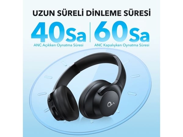 Soundcore Q20i - Hodetelefoner med mikrofon - full størrelse - Bluetooth - trådløs, kablet - aktiv støydemping - 3,5 mm jakk - svart
