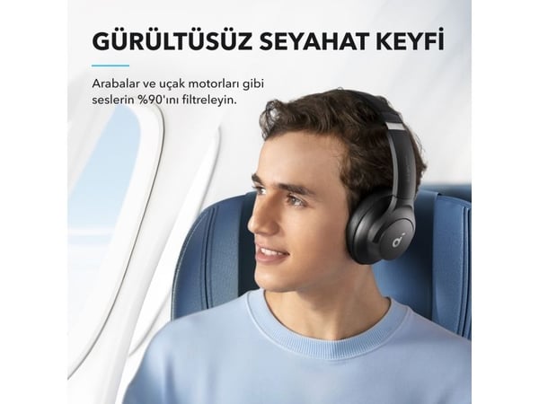 Soundcore Q20i - Hodetelefoner med mikrofon - full størrelse - Bluetooth - trådløs, kablet - aktiv støydemping - 3,5 mm jakk - svart