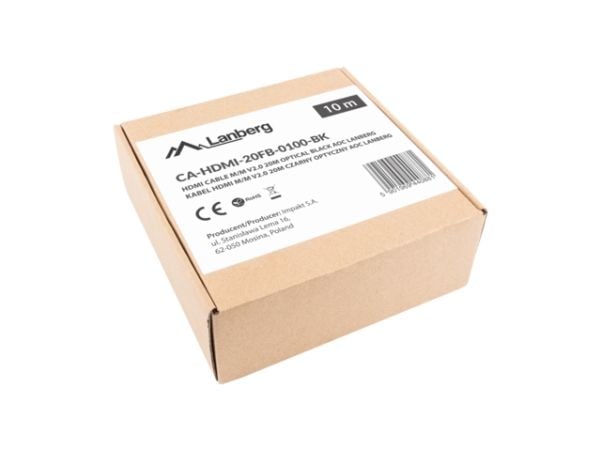LANBERG HDMI-KAAPELI M/M V2.0 10M OPTISK AOC SORT CA-HDMI-20FB-0100-BK