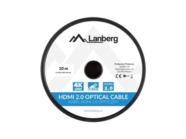 LANBERG HDMI-KAAPELI M/M V2.0 10M OPTISK AOC SORT CA-HDMI-20FB-0100-BK