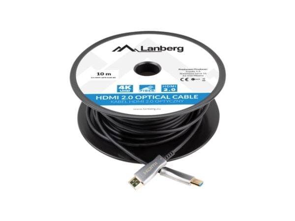 LANBERG HDMI-KAAPELI M/M V2.0 10M OPTISK AOC SORT CA-HDMI-20FB-0100-BK