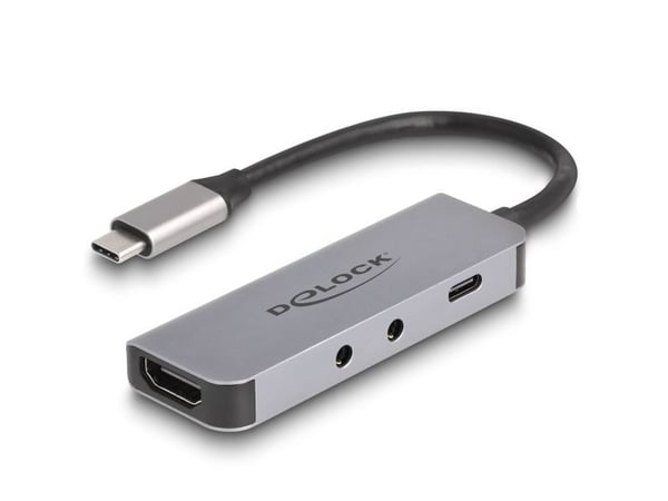 Delock USB Type-C-adapter til HDMI 4K 60 Hz og hodesett- og mikrofontilkobling + USB Type-C PD 95 W