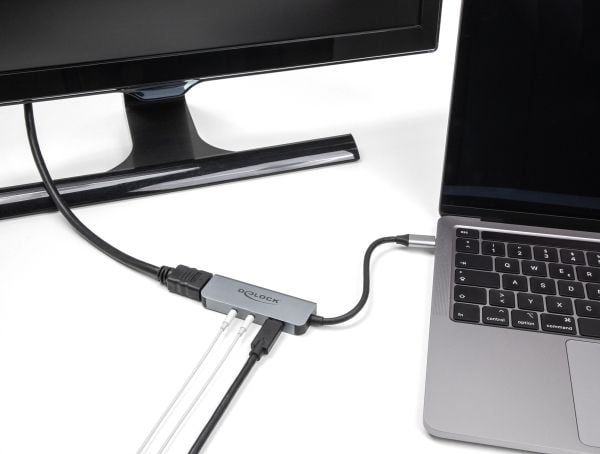 Delock USB Type-C-adapter til HDMI 4K 60 Hz og hodesett- og mikrofontilkobling + USB Type-C PD 95 W