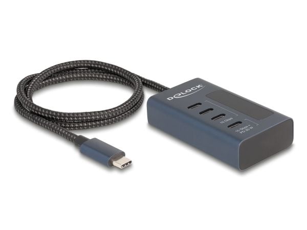 Delock - Hub - 10 Gbps, thereof 3 x data port + 1 x data and PD 20W with power indicator - 4 x USB-C - stasjonær